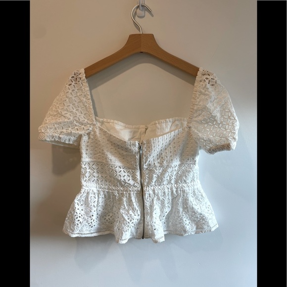 2022 Self Portrait Cotton Broderie Peplum Top - Picture 4 of 9